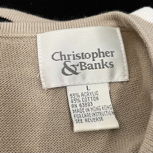 Christopher & Banks Size Large Striped Colorblock Sweater Vest Preppy Old Money - Picture 4 of 7